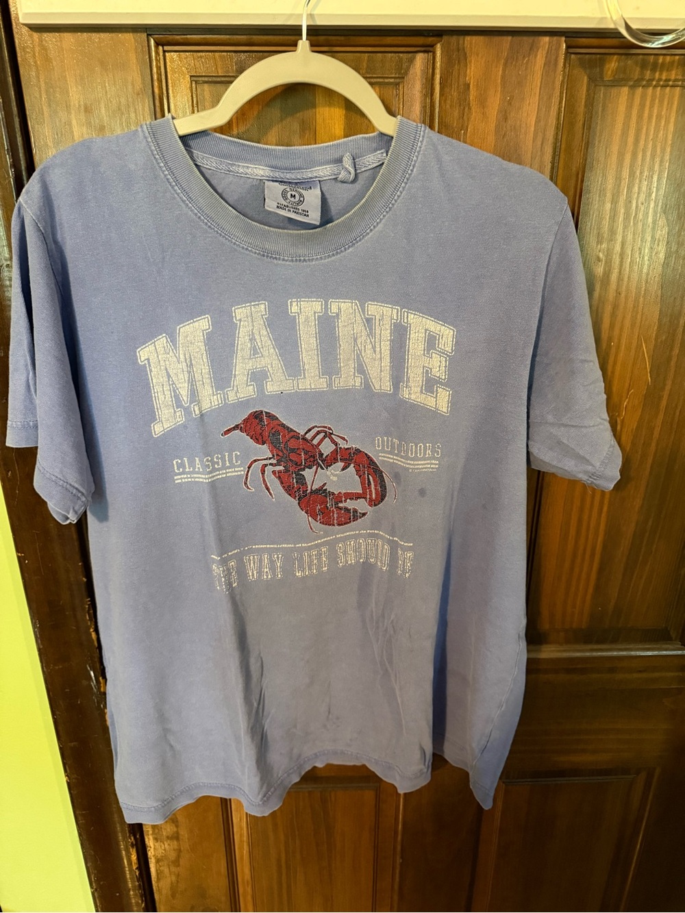 Light Blue 'Maine' Graphic Tee with Red Lobster Print
